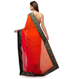 Orange and Red Marvel Chiffon Shaded Saree