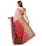 Beige Magenta & Purple Viscose & Faux Georgette Saree