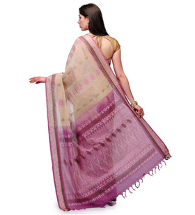 Beige Bengal Handloom Jamdani Saree