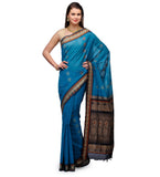 Dark Turquoise Bengal Handloom Jamdani Saree