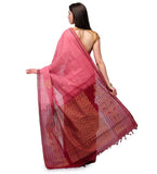 Dark Salmon Bengal Handloom Jamdani Saree