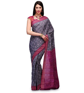 Gray Cotton Orissa Handloom Bomkai Ikat Saree