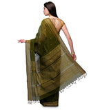 Olive Bengal Handloom Jamdani Saree