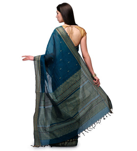 Azure Blue Bengal Handloom Jamdani Saree