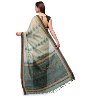 Mint Green Bengal Handloom Jamdani Saree