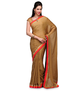 Fawn Faux Crepe Saree