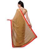 Fawn Faux Crepe Saree