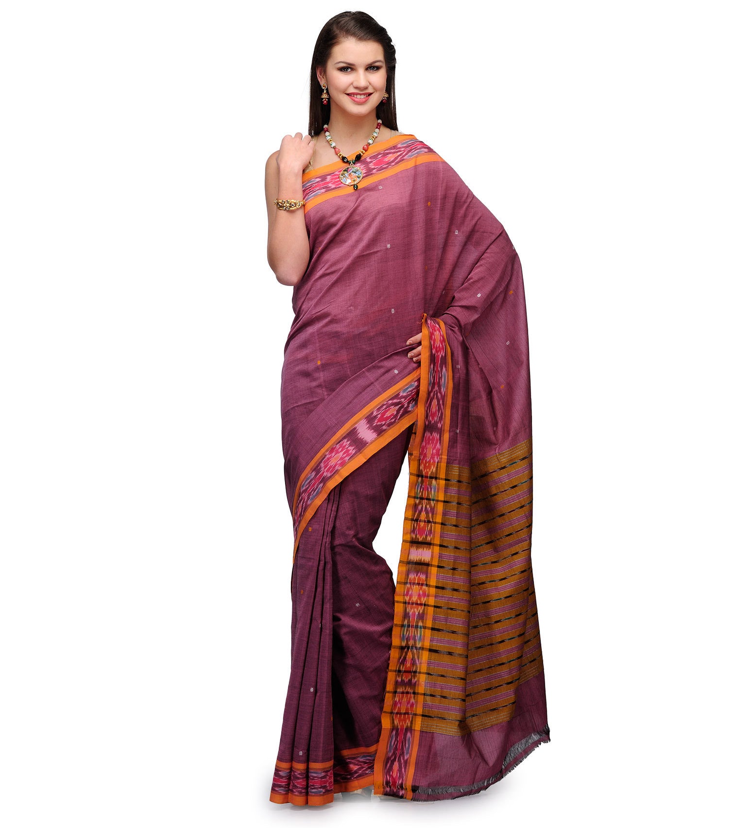 Dusty Rose Cotton Ikat Saree