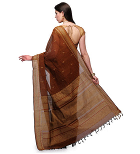 Mustard Bengal Handloom Jamdani Saree