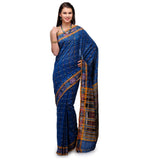 Dark Blue Cotton Pochampally Ikat Saree