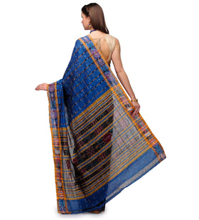 Dark Blue Cotton Pochampally Ikat Saree