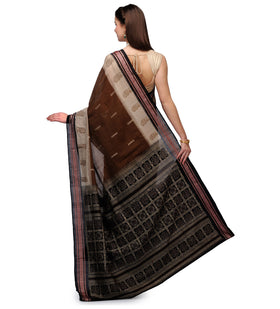 Brown Cotton Orissa Handloom Bomkai Saree