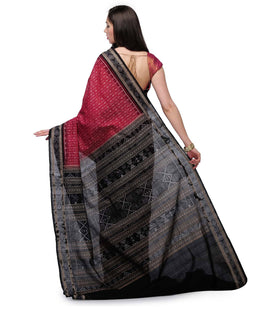 Maroon Cotton Orissa Handloom Bomkai Ikat Saree