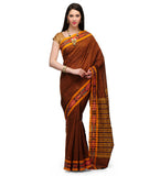 Brown Cotton Ikat Saree