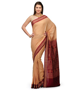 Peach Cotton Orissa Handloom Bomkai Saree