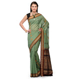 Pale Green Bengal Handloom Jamdani Saree