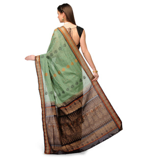 Pale Green Bengal Handloom Jamdani Saree