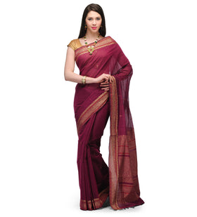 Magenta Bengal Handloom Jamdani Saree