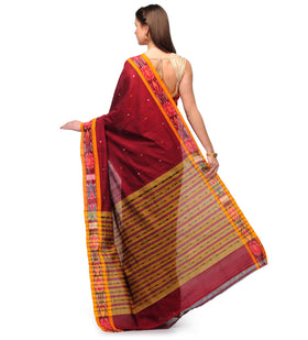 Maroon Cotton Ikat Saree