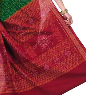 Green Cotton Orissa Handloom Bomkai Ikat Saree