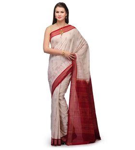 Cream Cotton Orissa Handloom Bomkai Ikat Saree