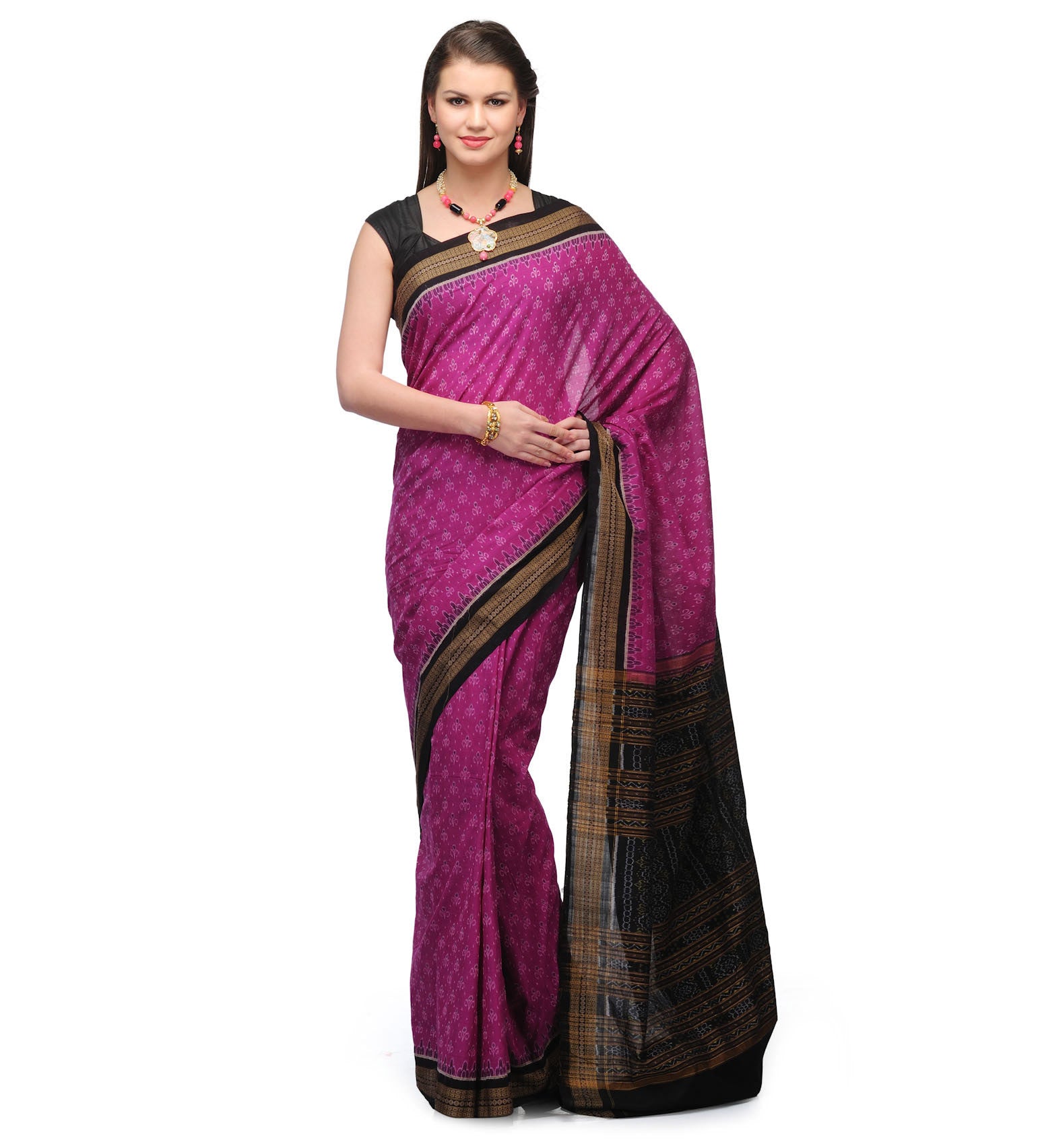 Purple Cotton Orissa Handloom Bomkai Ikat Saree