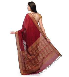 Maroon Bengal Handloom Jamdani Saree