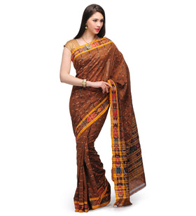 Mustard Cotton Pochampally Ikat Saree