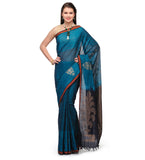 Teal Blue Bengal Handloom Jamdani Saree