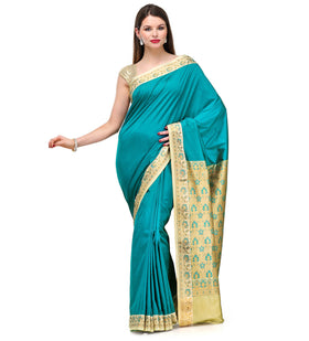 Turquoise Zari Woven Art Silk Saree