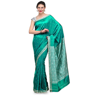 Emerald Green Resham Woven Art Silk Saree