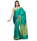 Sea Green Resham Woven Pure Crepe Saree