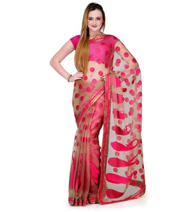 Fawn Tissue Brasso Saree