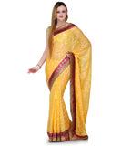 Yellow Thread Woven Faux Georgette Saree