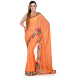 Peach Faux Georgette Saree