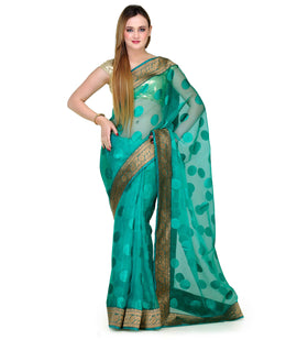 Sea Green Tissue Brasso Saree