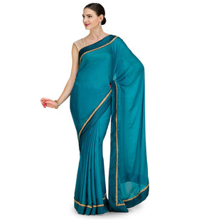 Blue Faux Chiffon Saree