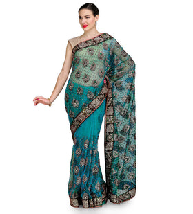 Sea Blue Tissue Saree