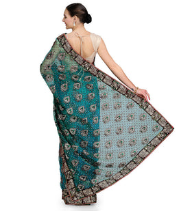 Sea Blue Tissue Saree