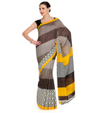 Grey Printed Art Silk Saree