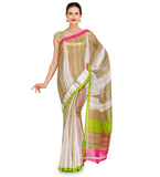 White & Copper Shaded Art Silk Saree