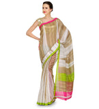 White & Copper Shaded Art Silk Saree