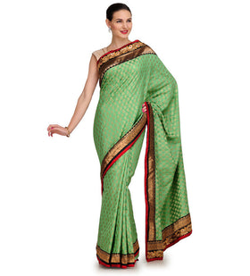 Pista Green Chanderi Jacquard Saree