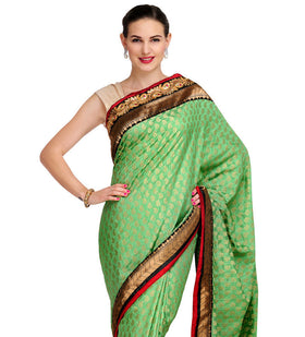 Pista Green Chanderi Jacquard Saree