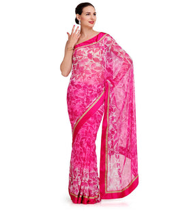 Magenta Shaded Faux Georgette Saree