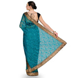 Blue Net Jacquard Saree