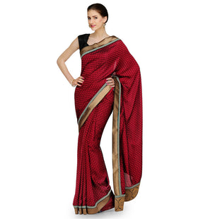 Maroon Satin Saree with Brocade Border