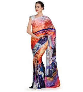 Multi Color Semi Crepe Jacquard Saree