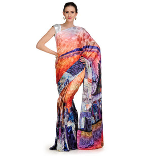 Multi Color Semi Crepe Jacquard Saree