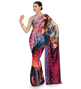 Multi Color Semi Crepe Jacquard Saree